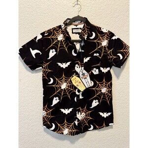 Eighth Avenue Mens Shirt Slim Fit Halloween Short Sleeve Button Up Size Small
